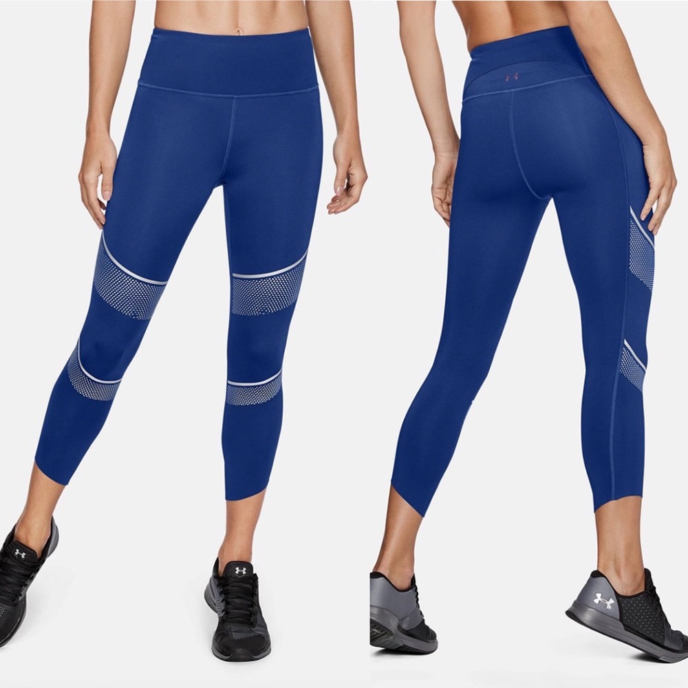 Under Armour Breathelux Metallic Crop High-Waist Leggings Formation Blue S NWT
